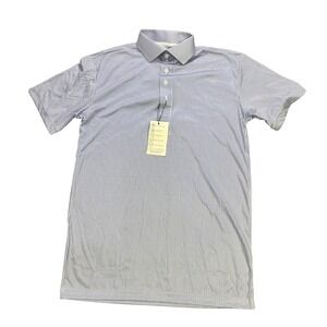 Collars & Co Mens Small Blue Stripe Dress Collar Polo Shirt Wrinkle Resistant